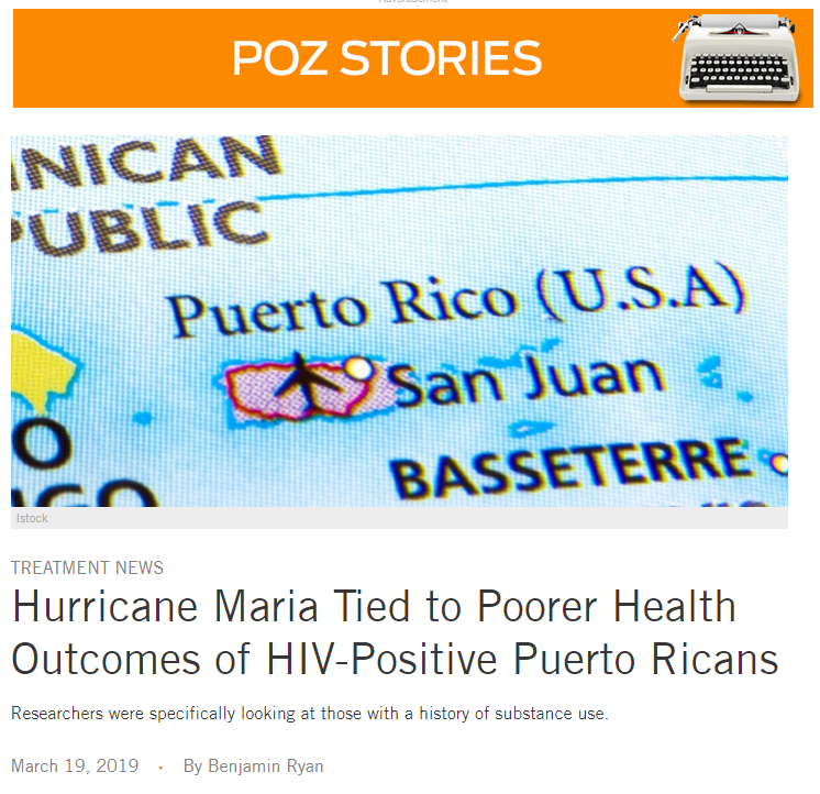 Hurricane Maria Tied to Poorer Health Outcomes of HIV-Positive Puerto Ricans
